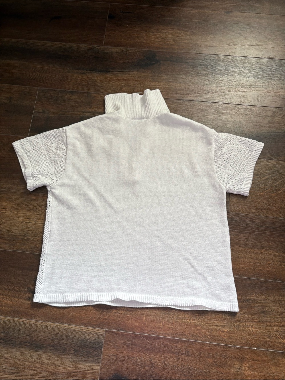 EUC Lane Bryant White Openwork Collar V-Neck Short Sleeve Sweater - Picture 6 of 10